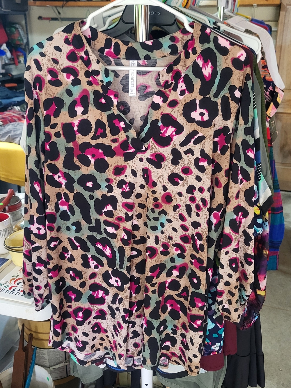 Dear Scarlett- Womens Leopard Print V-Neck Blouse